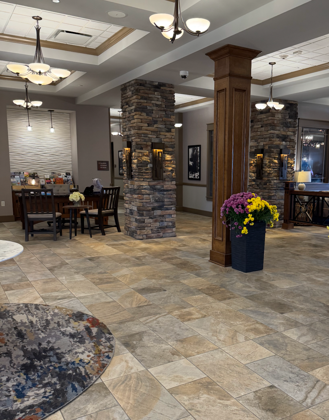 Interior lobby at Chautauqua Harbor Hotel